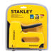 A Stanley staple gun with a yellow handle in a package.