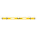 A yellow Stanley I-Beam aluminum level with black and white markings.