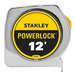 A Stanley PowerLock 12' tape measure on a white background.