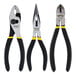 A Stanley 3-piece pliers set with black handles.