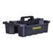 A black Stanley portable tool tote with a handle and lid.
