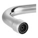 A Fisher pre-rinse faucet with stainless steel pipes and a black hose.