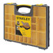 A yellow and black Stanley Professional Tool Organizer with 25 compartments.