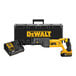 A black storage case with yellow text for a DeWalt 20V MAX reciprocating saw kit.