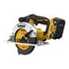 A yellow and black DeWalt cordless circular saw.