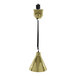 A Hanson Heat Lamps ceiling mount heat lamp with a brass finish and black cord.