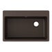A brown quartz Zurn Elkay sink with a white drain hole in the middle.