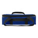 A royal blue vinyl insulated delivery bag with black straps.