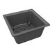 A grey square Zurn Elkay Quartz bar sink with a drain and metal rack inside.