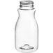 A clear plastic 8 oz. round juice bottle with a tapered neck.