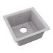 A greystone Zurn Elkay Quartz Classic sink with a drain hole in the middle.