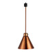 A Hanson Heat Lamp with a copper cone-shaped lamp shade and a track fitting.