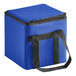 A blue cooler bag with black straps.