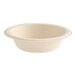 A close up of a Dart ProPlanet round fiber bowl with a white background.