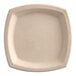A white square Dart ProPlanet fiber plate with a beige rim.