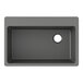 A graphite Zurn Elkay Quartz sink with a drain hole in the middle.