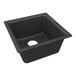 A Zurn Elkay black square Quartz bar sink with a drain hole.