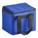 A blue cooler bag with black straps.