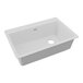 A white Zurn Elkay Quartz drop-in sink with a drain hole.