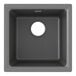 A Zurn Elkay Quartz Classic square dusk gray quartz bar sink with a white circle in the center.