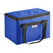 A Sterno extra-large blue insulated delivery food carrier with black straps.