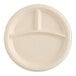 A Dart ProPlanet white fiber plate with three compartments.