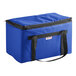 A Sterno Royal Blue insulated food delivery bag with black straps.