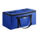 A blue cooler bag with black straps.