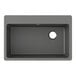A Dusk Gray Quartz Zurn Elkay sink with a drain in the center on a counter.