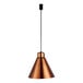 A copper cone shaped Hanson Heat Lamp with a black track fitting.