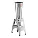 A silver and stainless steel AvaMix heavy-duty tilting blender on a stand.