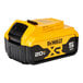 A yellow and black DeWalt 20V MAX XR lithium-ion battery.