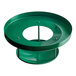A green metal circular lid with a hole in the middle.