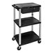 A black and putty Luxor plastic utility cart with a black drawer.