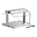 A silver rectangular ServIt heated buffet warmer with a glass top.