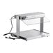 A silver rectangular ServIt food warmer with a glass top.