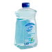 A Dial bottle of liquid hand soap refill with blue liquid.
