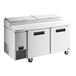 A Hoshizaki commercial refrigerated pizza prep table with two doors.