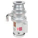 A close-up of a stainless steel Hobart commercial garbage disposer with short upper housing and a silver metal cylinder with a handle.