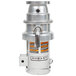 A close-up of a stainless steel Hobart commercial garbage disposer with a short upper housing.