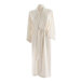 A white Telegraph Hill Stone Seersucker bath robe with a belt.