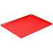 A red Cambro dietary tray.