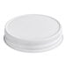 A white metal lid with a plastisol liner designed for jars or containers.