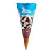 A Blue Bunny brownie sundae frozen dessert cone with a blue label.