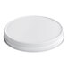 A white metal lid with a plastisol liner designed for jars or containers.