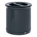 A black Rubbermaid dual stream trash can with a lid.