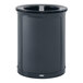 A black Rubbermaid dual stream trash can with a black lid.