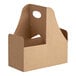 A brown cardboard Choice drink carrier with a handle.