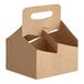 A brown cardboard Choice drink carrier with three handles.