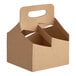 A brown cardboard Choice drink carrier for 4 cups with handles.